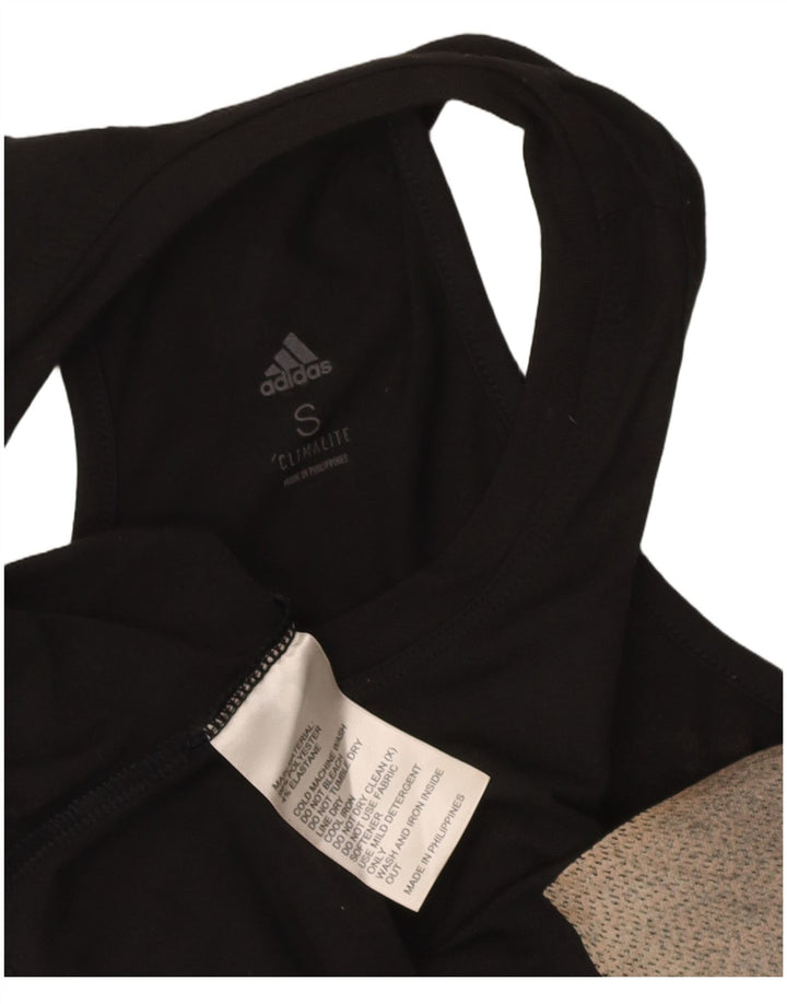 ADIDAS Womens Climalite Graphic Vest Top UK 10 Small Black Polyester