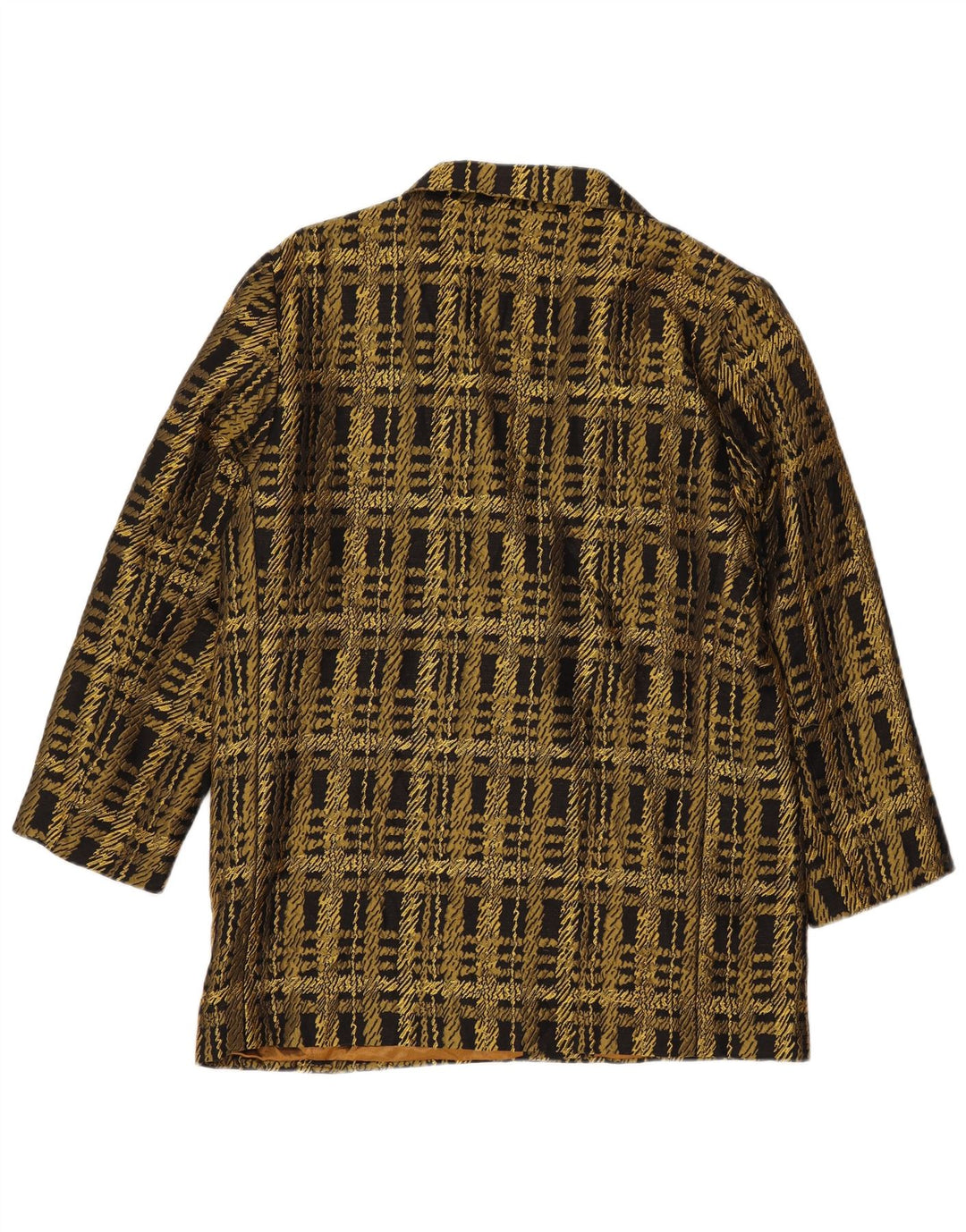 Vintage Womens Double Breasted Blazer Jacket UK 16 Large Gold Check