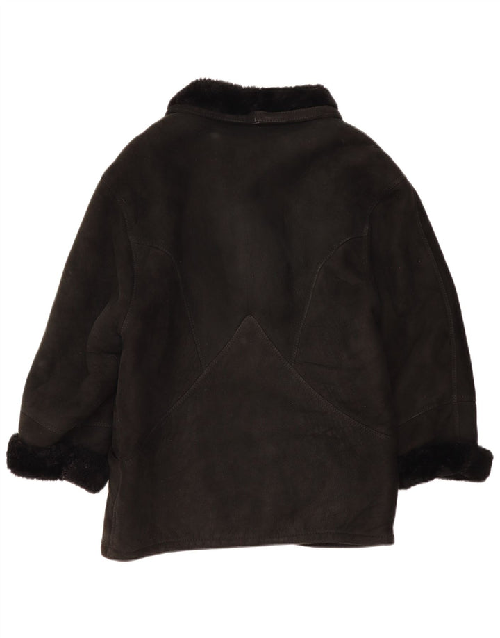 Vintage Womens Oversized Shearling Jacket IT 44 Medium Black Shearling