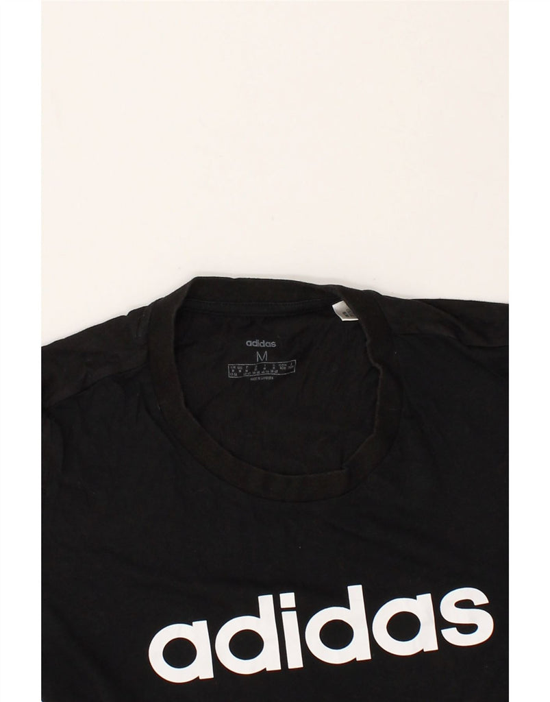 ADIDAS Womens Graphic T-Shirt Top UK 12/14 Medium Black Cotton | Vintage Adidas | Thrift | Second-Hand Adidas | Used Clothing | Messina Hembry 