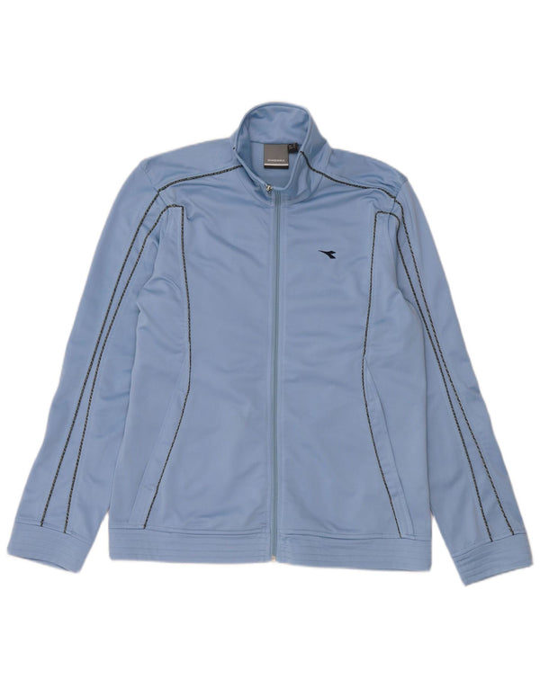 Diadora Womens Tracksuit Top Jacket UK 14 Large Blue Polyester