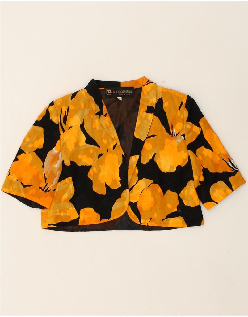 VINTAGE Womens Crop Short Sleeve Bolero Jacket IT 42 Medium Black Floral | Vintage Vintage | Thrift | Second-Hand Vintage | Used Clothing | Messina Hembry 