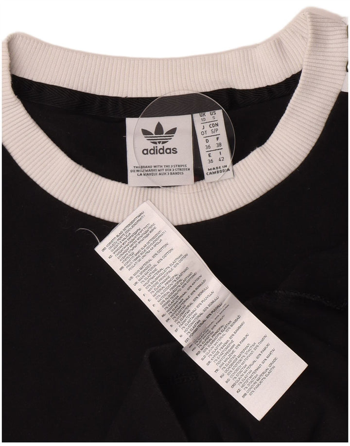 Adidas Womens Top Long Sleeve UK 10 Small Black Cotton