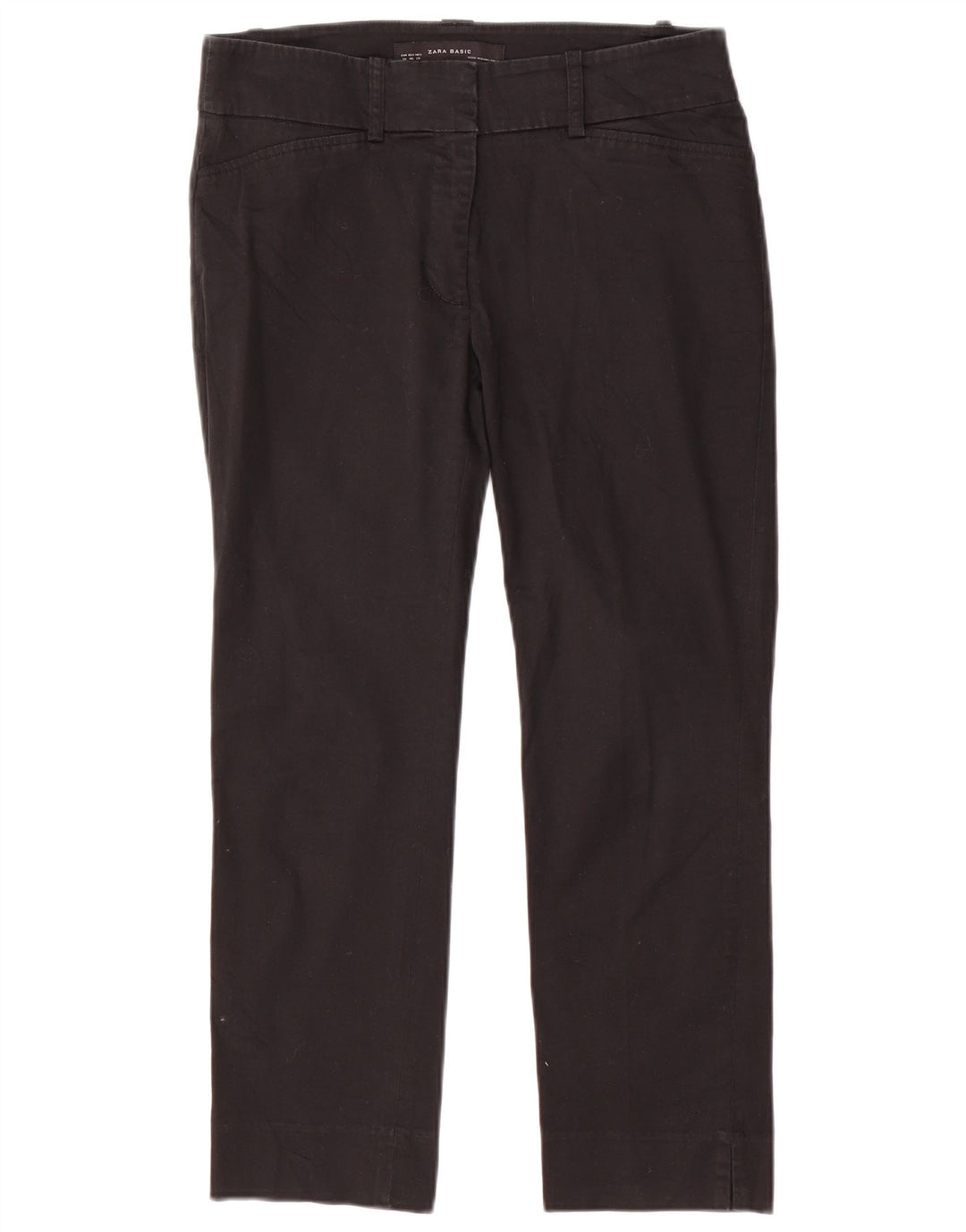 Zara Womens Cropped Trousers EU 38 Small W28 L24 Black