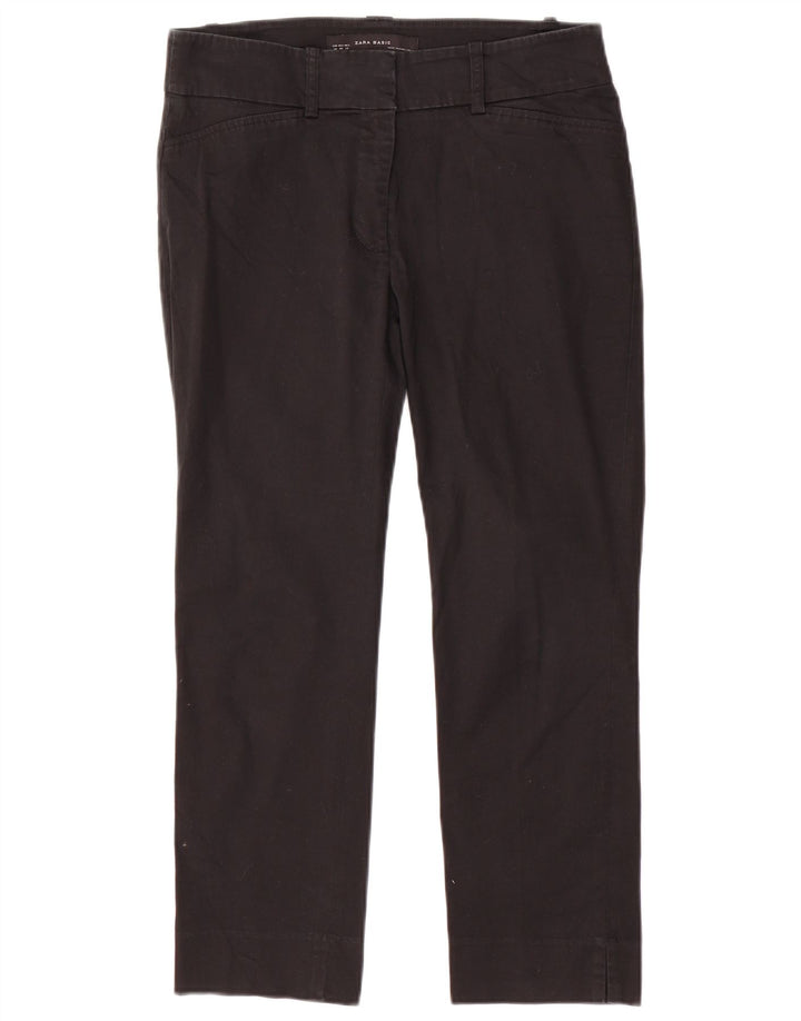 Zara Womens Cropped Trousers EU 38 Small W28 L24 Black