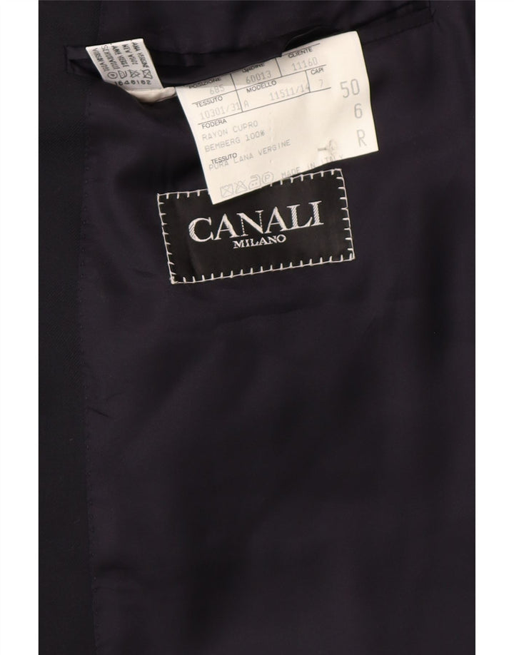 Canali Mens Milano Double Breasted Blazer Jacket IT 50 Large Navy Blue
