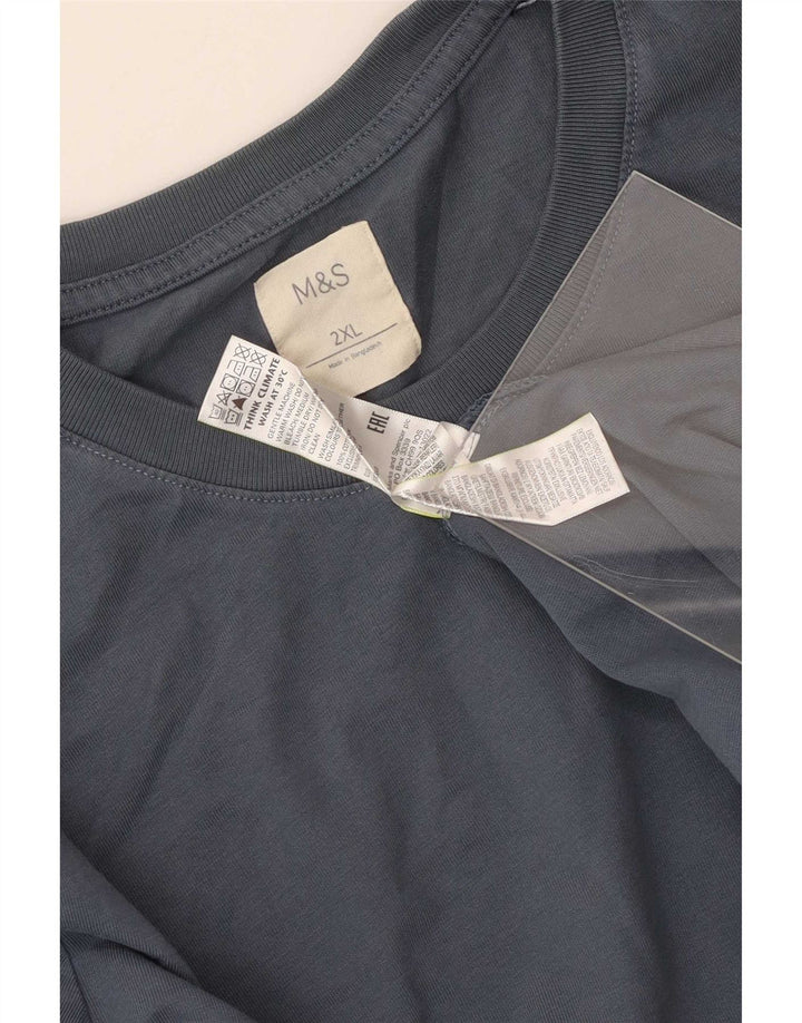 Marks & Spencer Mens Top Long Sleeve 2XL Blue Cotton