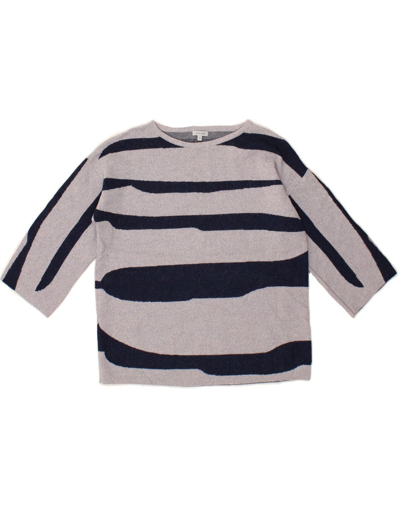 JIGSAW Womens Boat Neck Jumper Sweater UK 14 Medium Blue Colourblock Vintage Jigsaw and Second-Hand Jigsaw from Messina Hembry 