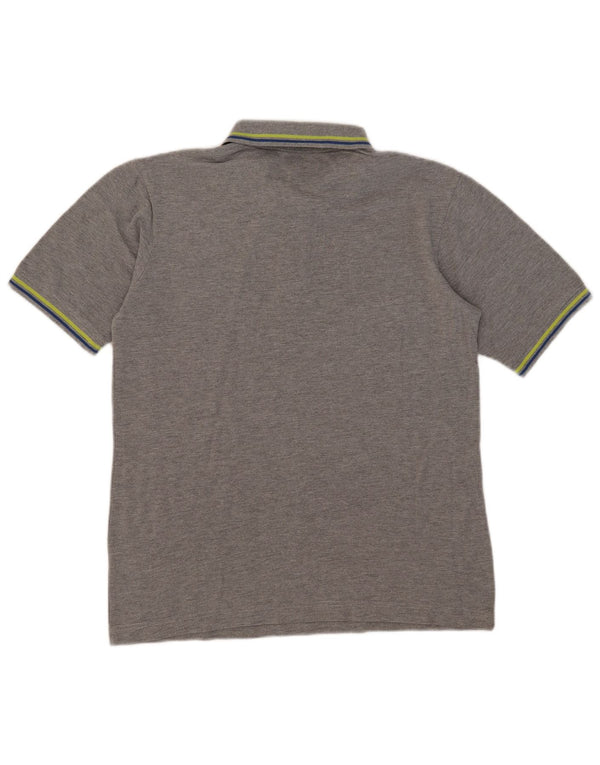 Kappa Mens Polo Shirt Large Grey Striped Cotton