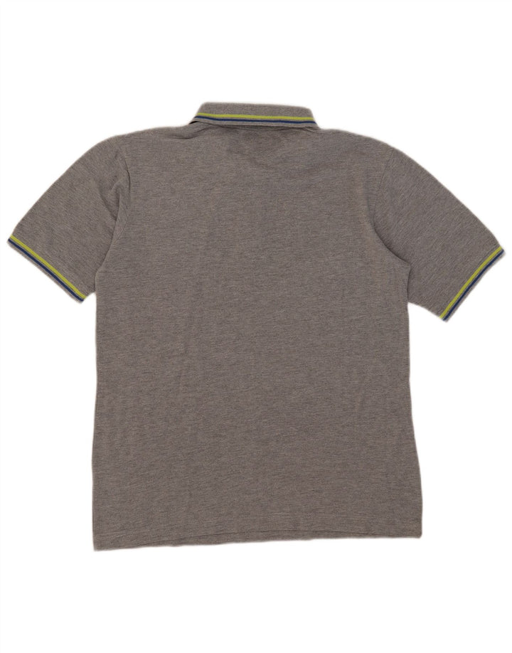 Kappa Mens Polo Shirt Large Grey Striped Cotton