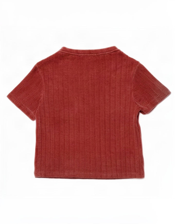 Zara Womens Velour Blouse Top UK 10 Small Red Polyester