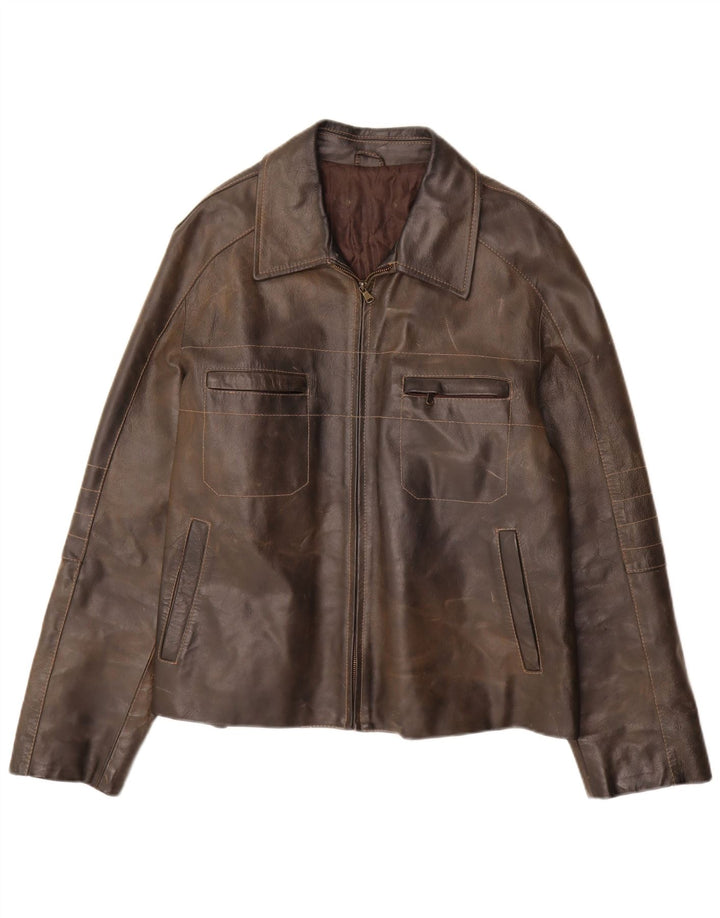 Vintage Mens Leather Jacket UK 38 Medium Brown Leather