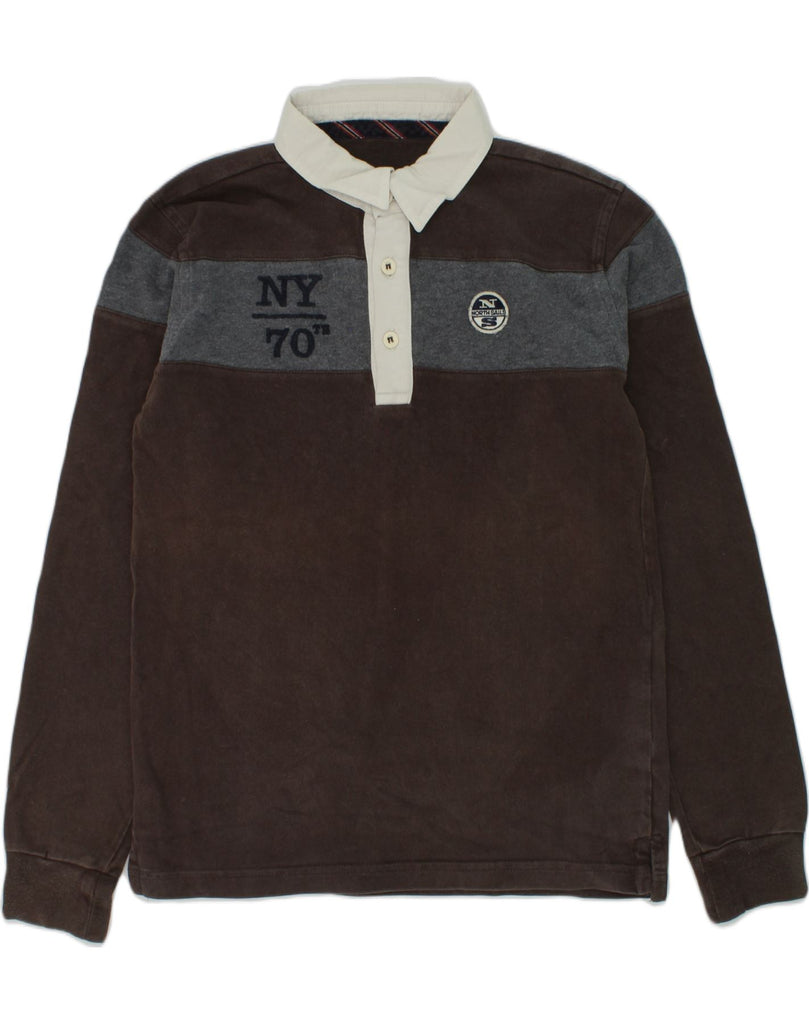 NORTH SAILS Boys Rugby Polo Shirt 9-10 Years Brown Cotton | Vintage North Sails | Thrift | Second-Hand North Sails | Used Clothing | Messina Hembry 