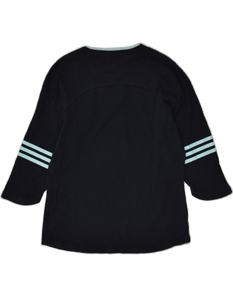 ADIDAS Womens Top 3/4 Sleeve IT 45 Medium Navy Blue | Vintage Adidas | Thrift | Second-Hand Adidas | Used Clothing | Messina Hembry 