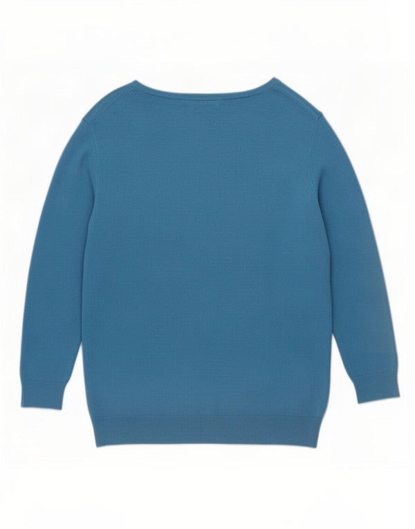 Marks & Spencer Womens Oversized V-Neck Jumper Sweater UK 12 Medium Blue