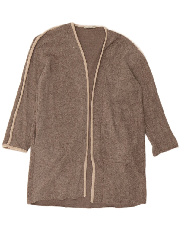 Zara Womens Oversized Longline Open Cardigan Sweater UK 10 Small Brown