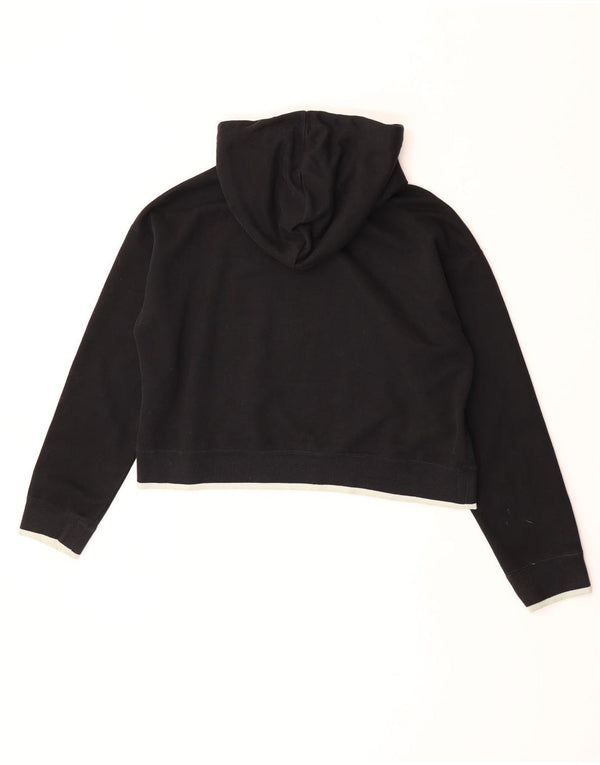 Adidas Womens Crop Oversized Hoodie Jumper UK 10 Small  Black Polyester