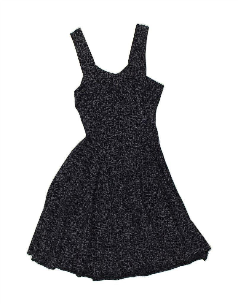 VINTAGE Womens Sleeveless A-Line Dress UK 8 Small Navy Blue Spotted Vintage Vintage and Second-Hand Vintage from Messina Hembry 