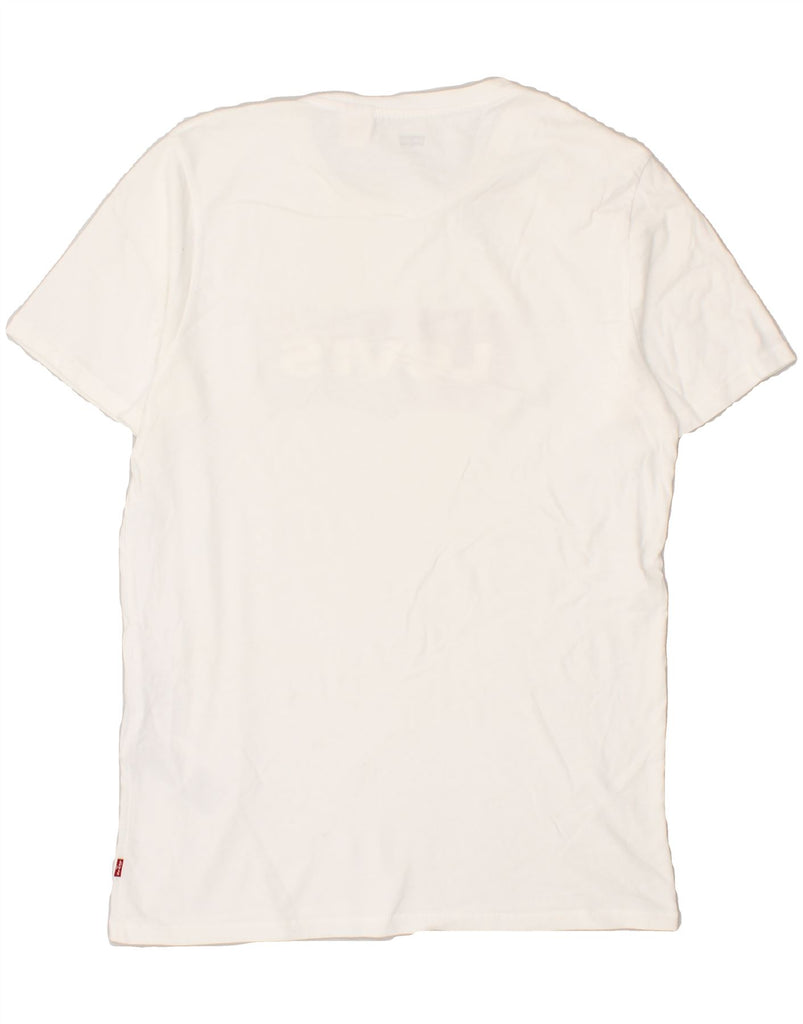 LEVI'S Mens Graphic T-Shirt Top Small Off White Cotton Vintage Levi's and Second-Hand Levi's from Messina Hembry 