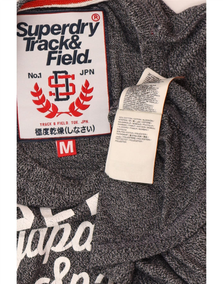 SUPERDRY Mens Graphic T-Shirt Top Medium Grey Flecked Cotton