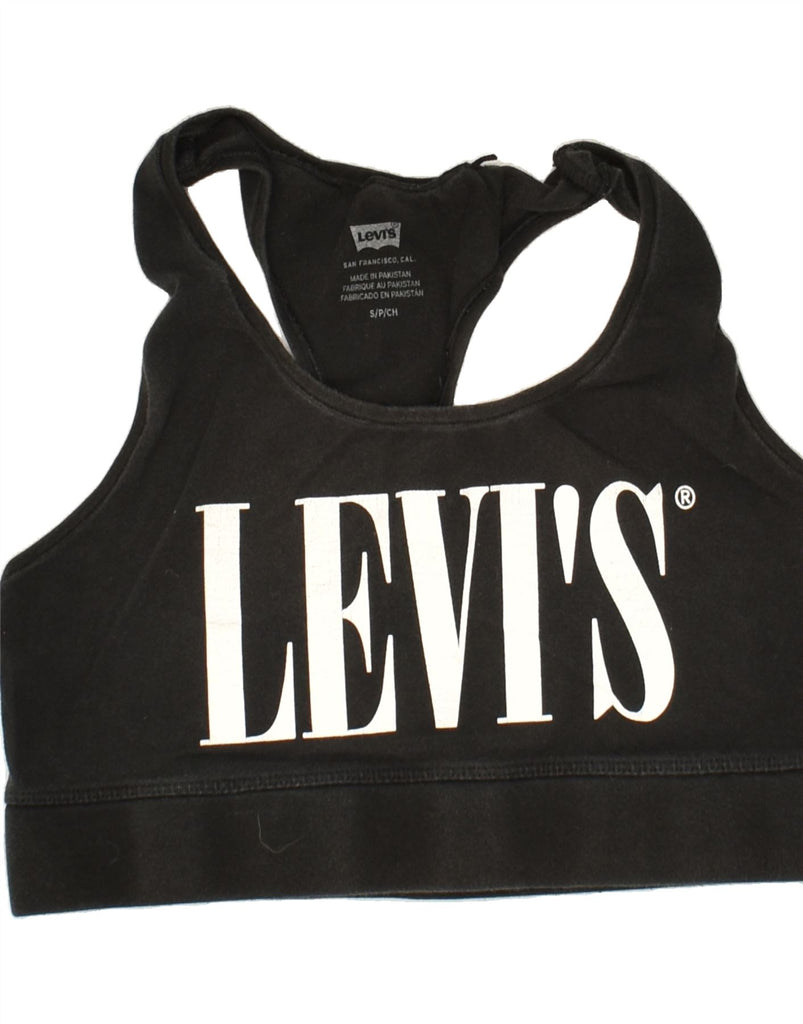 LEVI'S Womens Sport Bra Top UK 10 Small Black Cotton | Vintage Levi's | Thrift | Second-Hand Levi's | Used Clothing | Messina Hembry 