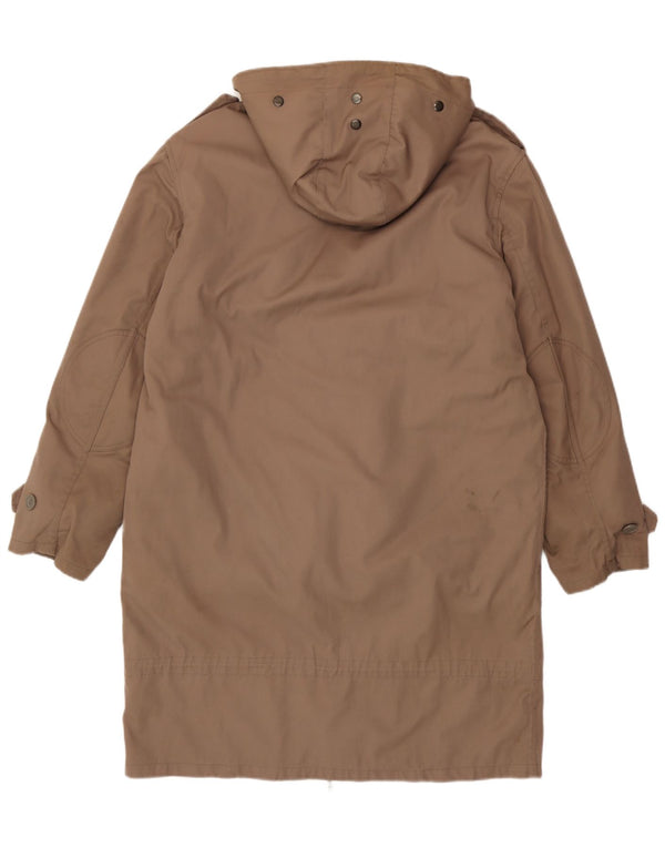Vintage Mens Hooded Sherpa Parka Jacket IT 54 2XL Brown Polyester