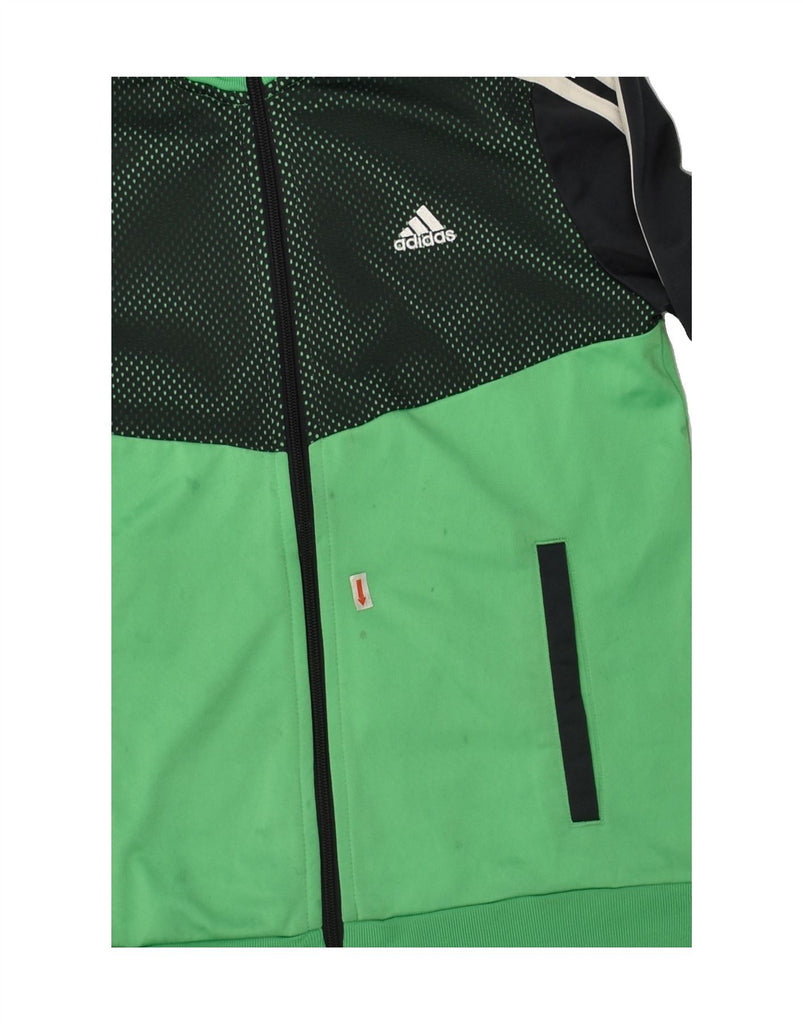 ADIDAS Boys Tracksuit Top Jacket 11-12 Years Medium Green Colourblock | Vintage Adidas | Thrift | Second-Hand Adidas | Used Clothing | Messina Hembry 