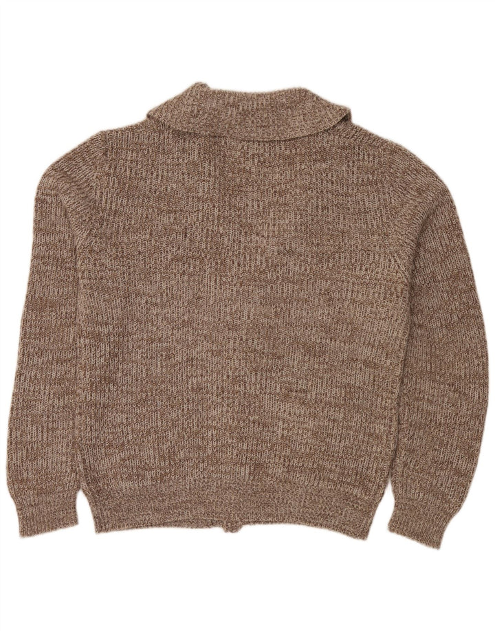 Belmonte Mens Cardigan Sweater 2XL Brown Flecked Acrylic