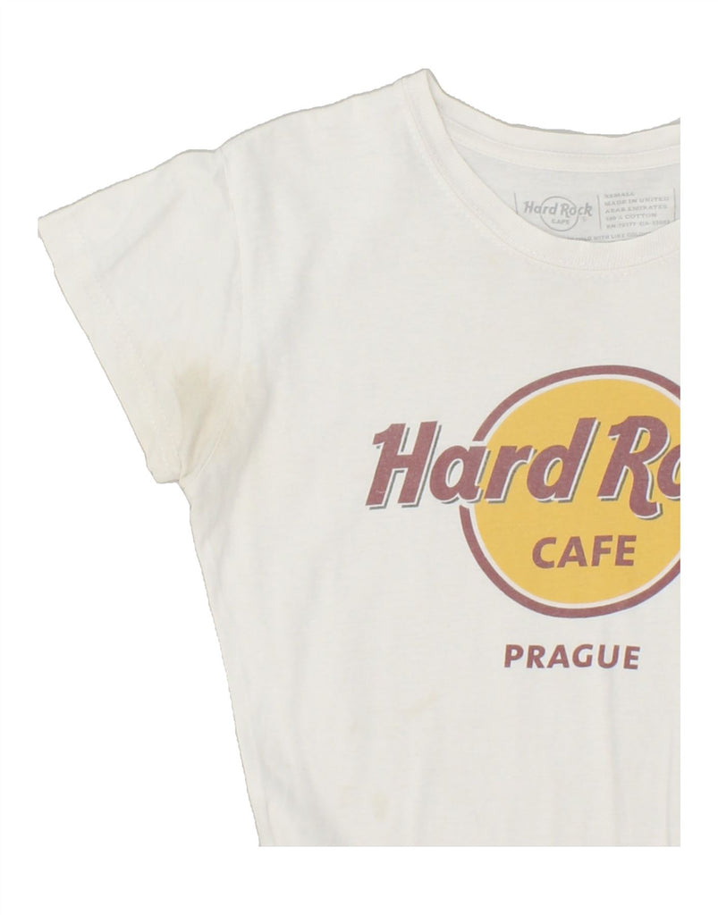 HARD ROCK CAFE Womens Prague Graphic T-Shirt Top UK 6 XS White Cotton | Vintage Hard Rock Cafe | Thrift | Second-Hand Hard Rock Cafe | Used Clothing | Messina Hembry 