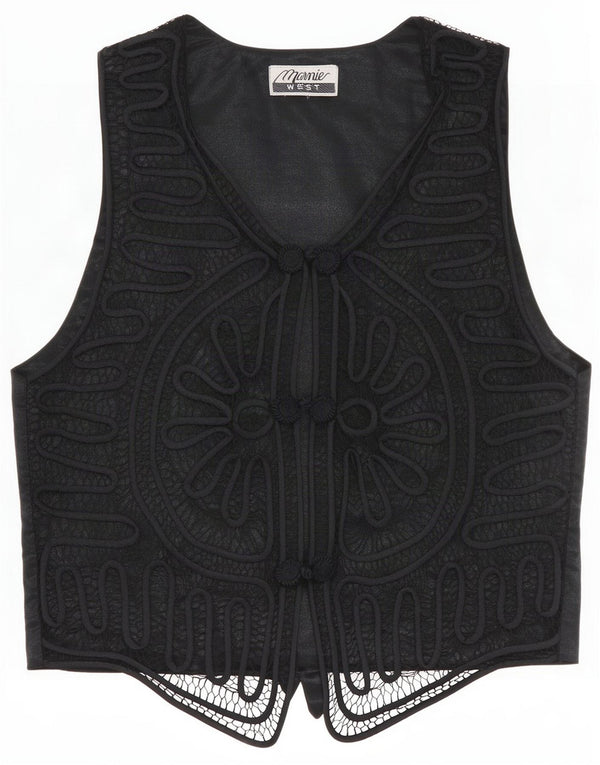 Vintage Womens Abstract Pattern Waistcoat UK 12 Medium Black