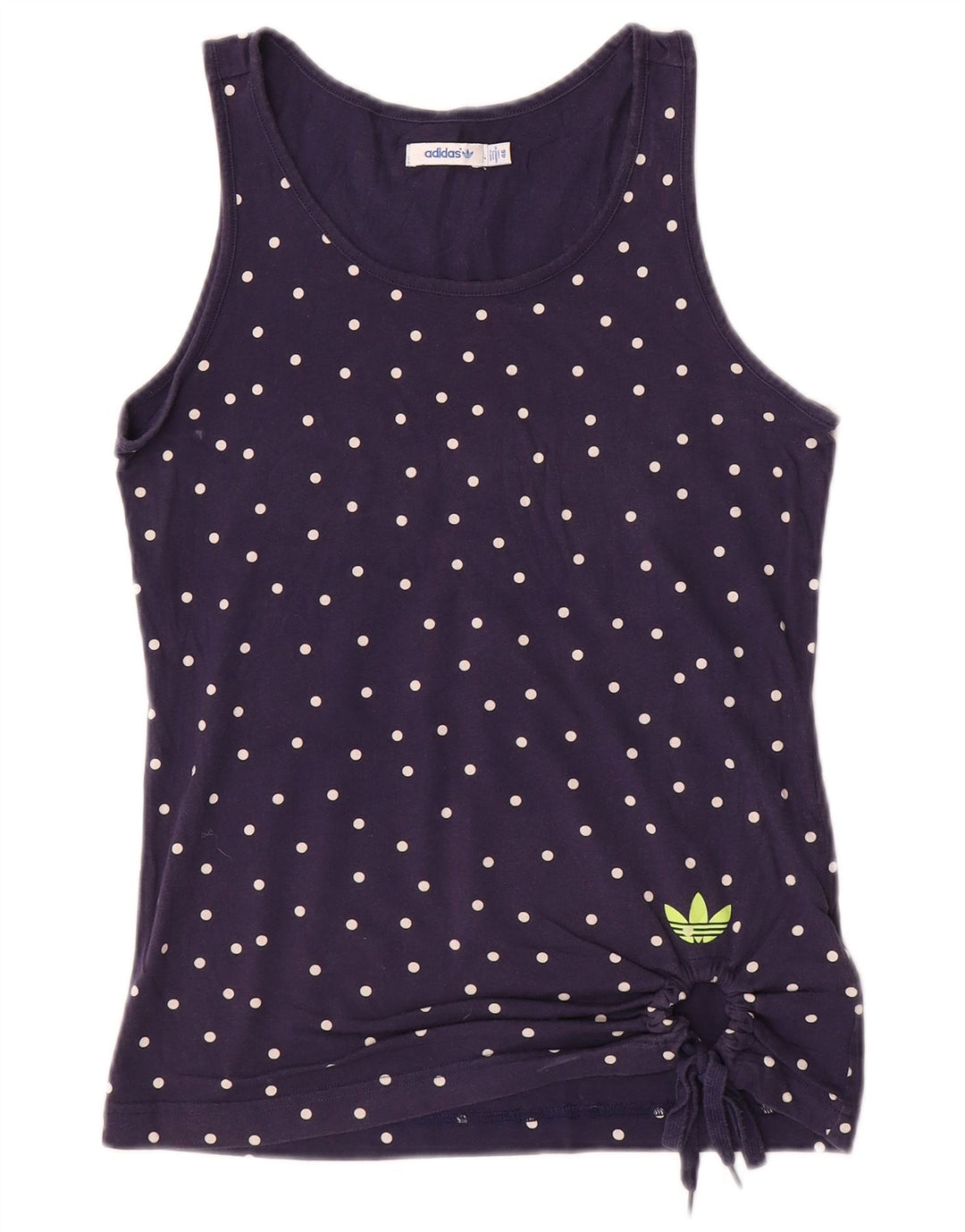 Adidas Womens Vest Top IT 46 Medium Navy Blue Polka Dot Cotton