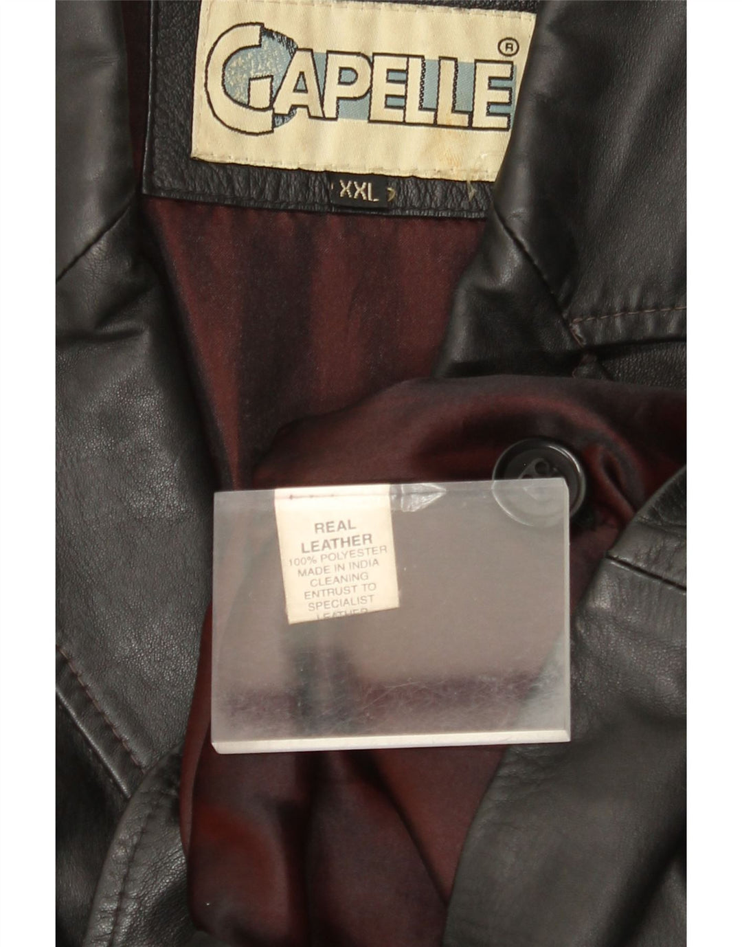 CAPELLE Mens 4 Button Leather Blazer Jacket UK 44 2XL Black Leather