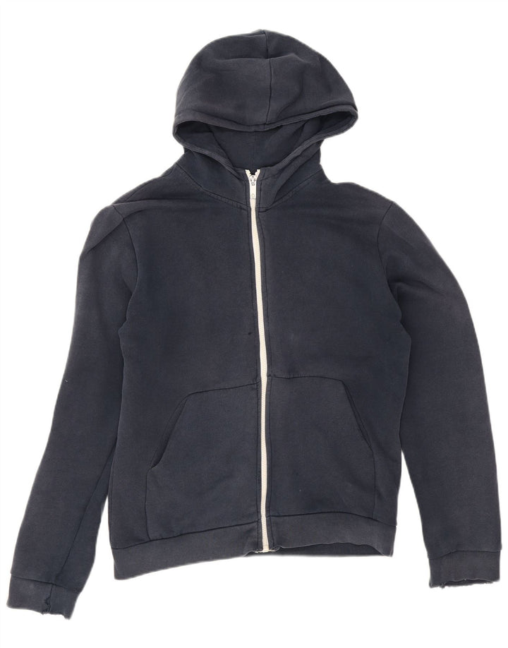 Zara Mens Zip Hoodie Sweater Medium Navy Blue Cotton
