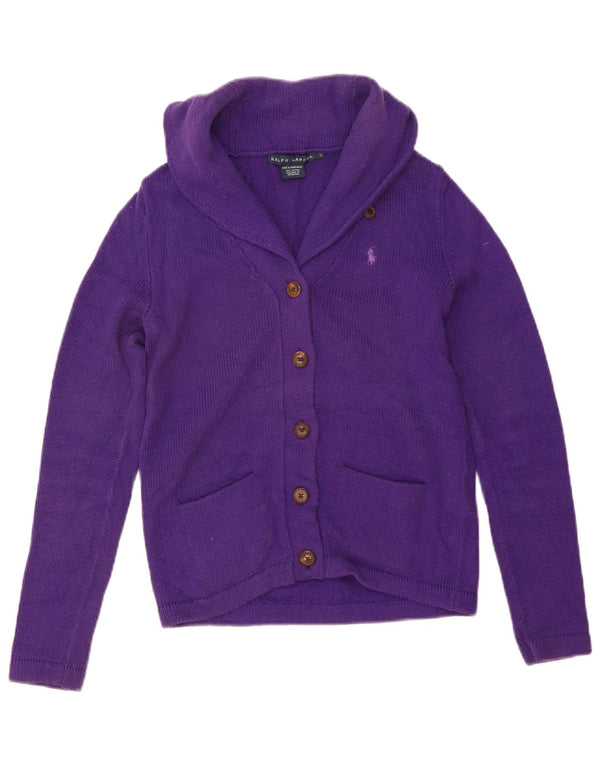 Ralph Lauren Womens Cardigan Sweater UK 10 Small Purple Cotton