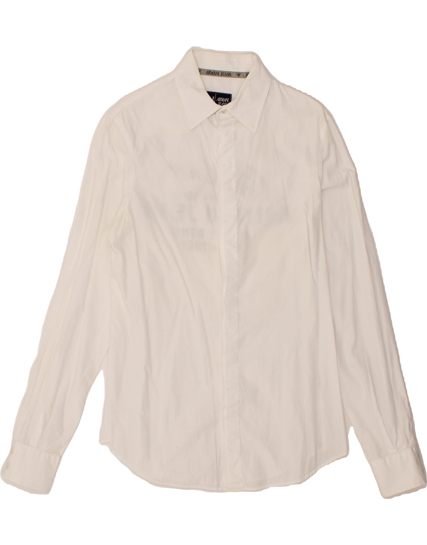 ARMANI JEANS Mens Graphic Shirt Medium White Vintage Second