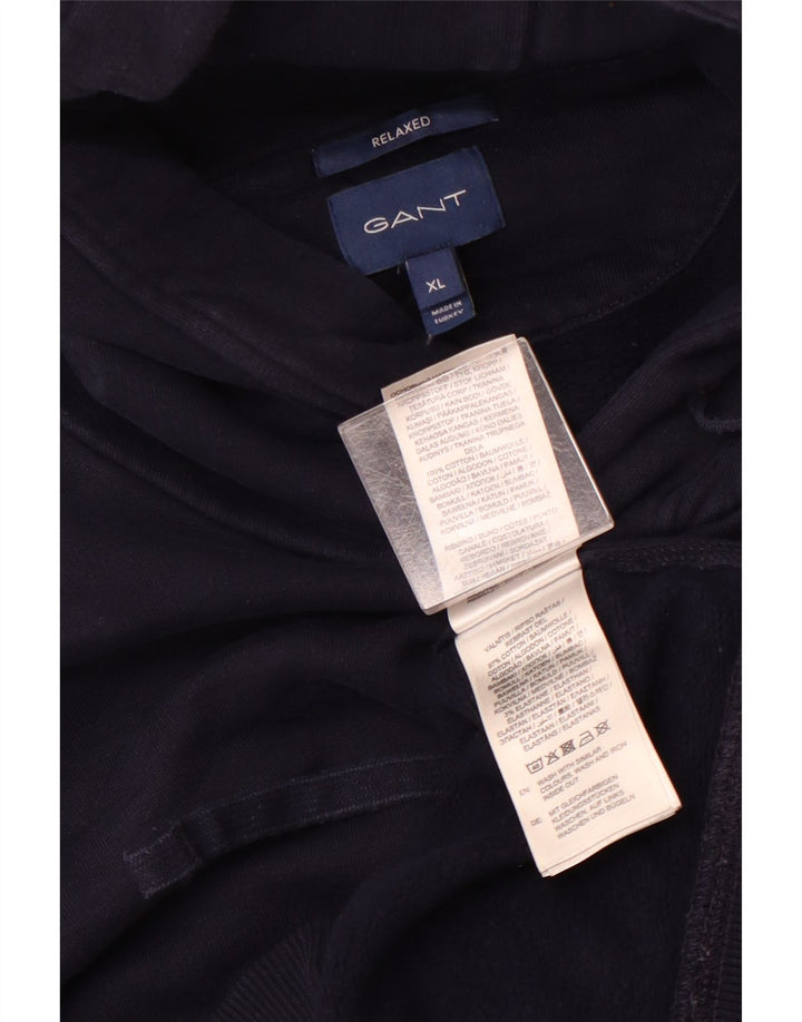 GANT Mens Relaxed Fit Hoodie Jumper XL Navy Blue Cotton