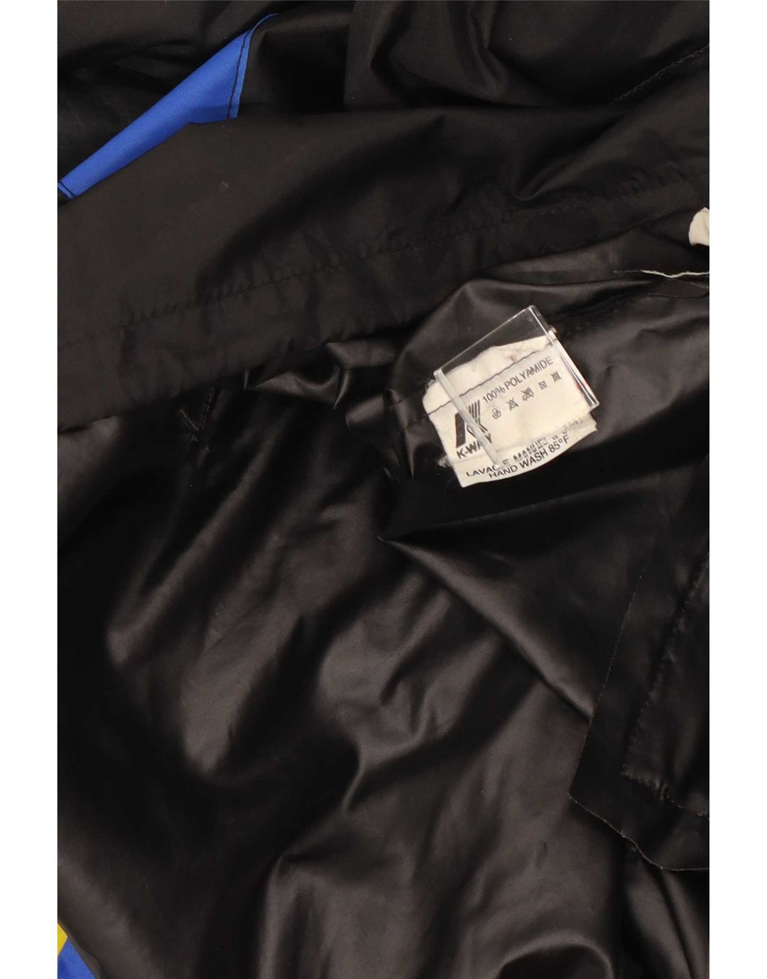 K-Way Mens Hooded Rain Jacket UK 36 Small Black Geometric Polyamide
