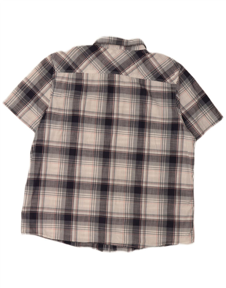 WEIRD FISH Mens Short Sleeve Shirt 2XL Navy Blue Check Cotton