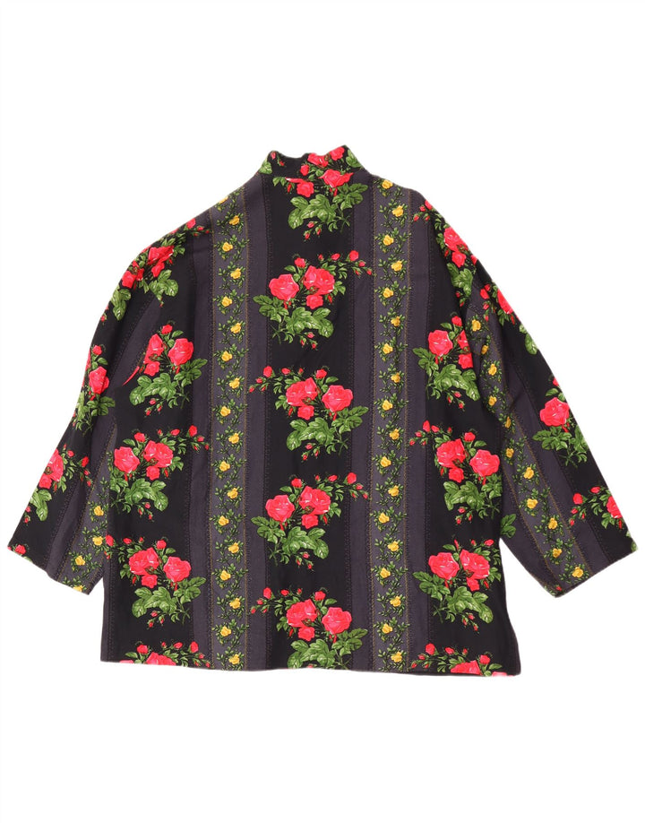 Avenue Womens 3/4 Sleeve Oversized Shirt Blouse IT 42 Medium Black Floral