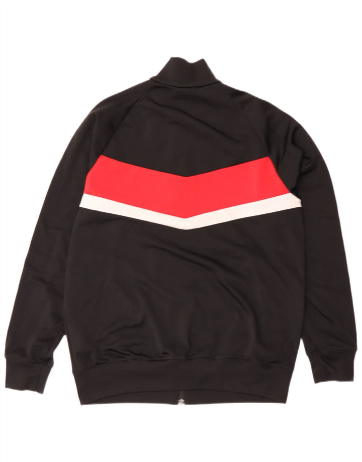 Adidas Boys Tracksuit Top Jacket 15-16 Years Black Colourblock Polyester