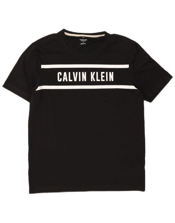 Calvin Klein Mens Graphic T-Shirt Top Medium Black Colourblock Polyester