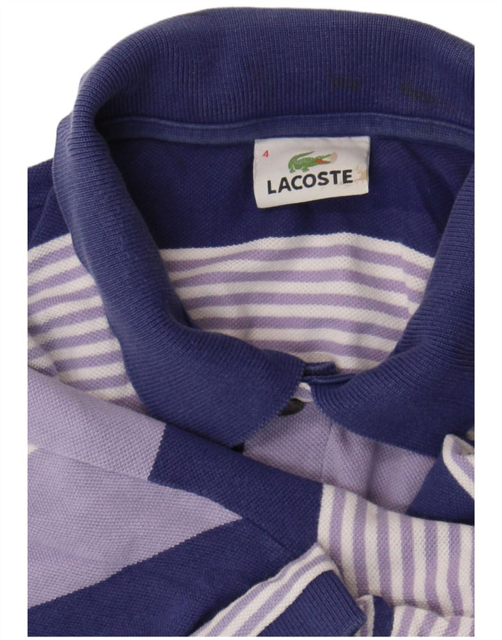 Lacoste Mens Polo Shirt Size 4 Medium Purple Striped