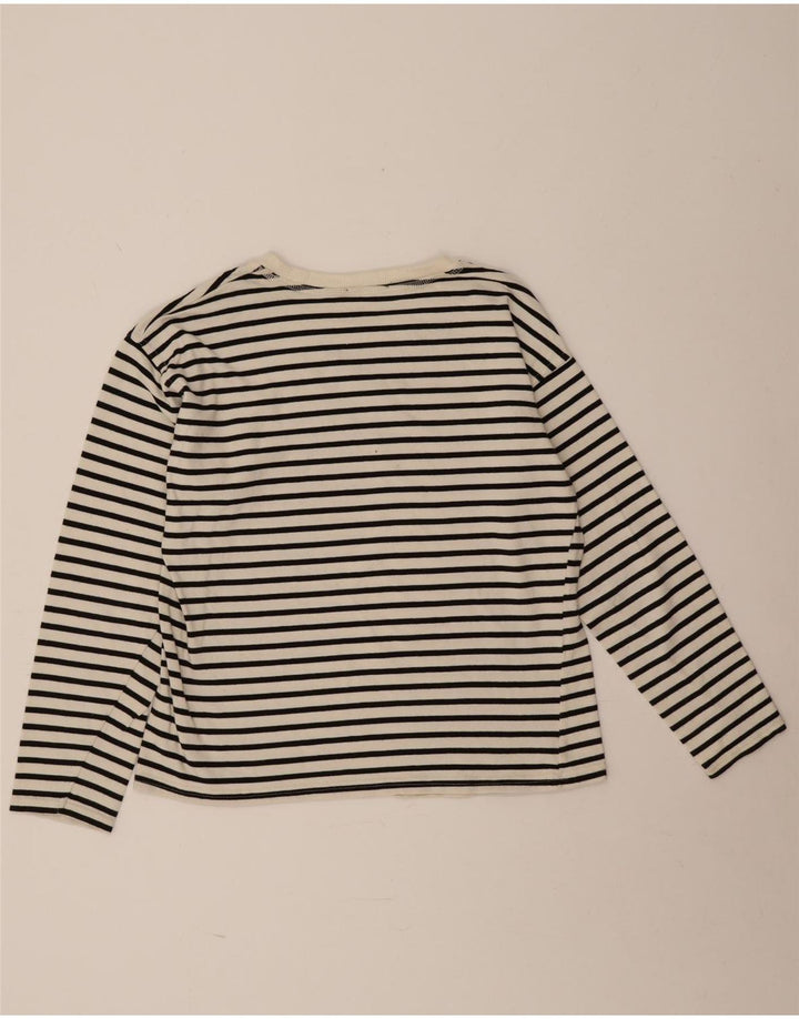 Zara Womens Top Long Sleeve UK 14 Medium Black Striped