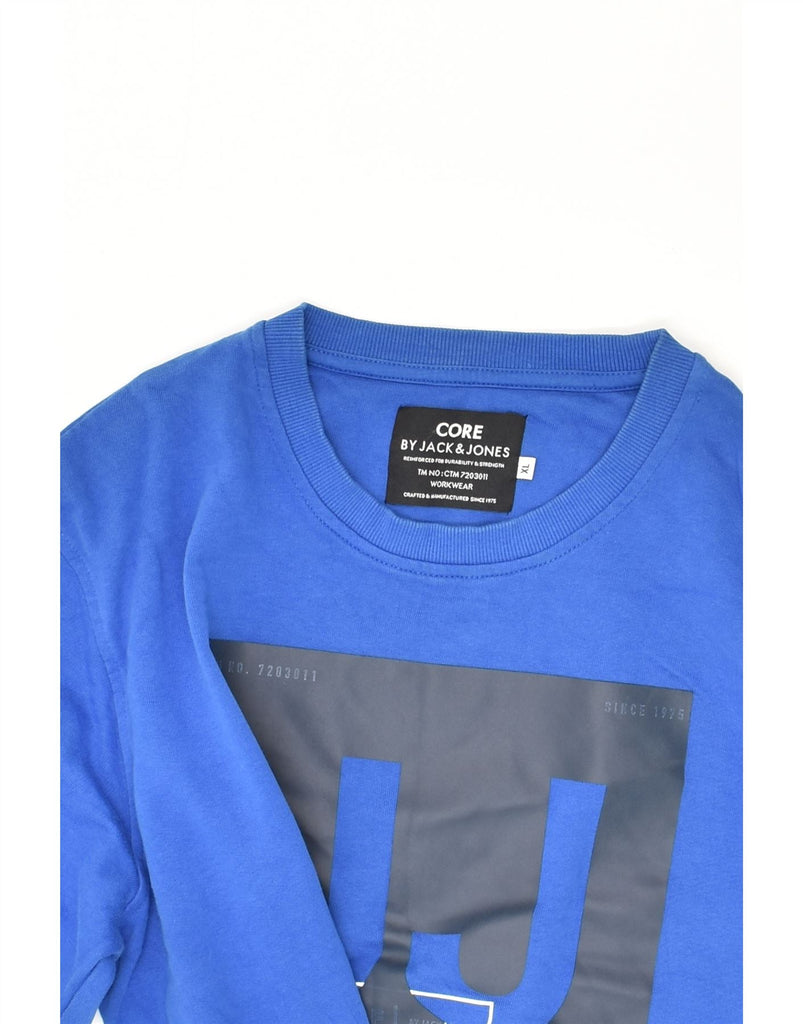 JACK & JONES Mens Graphic Sweatshirt Jumper XL Blue Cotton | Vintage Jack & Jones | Thrift | Second-Hand Jack & Jones | Used Clothing | Messina Hembry 