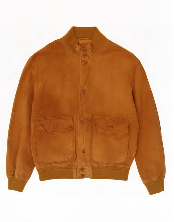 Vintage Mens Suede Bomber Jacket IT 50 Large Beige Leather