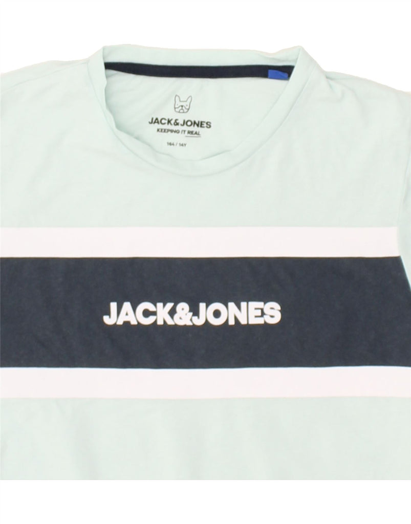JACK & JONES Boys Graphic T-Shirt Top 13-14 Years Turquoise Colourblock | Vintage Jack & Jones | Thrift | Second-Hand Jack & Jones | Used Clothing | Messina Hembry 
