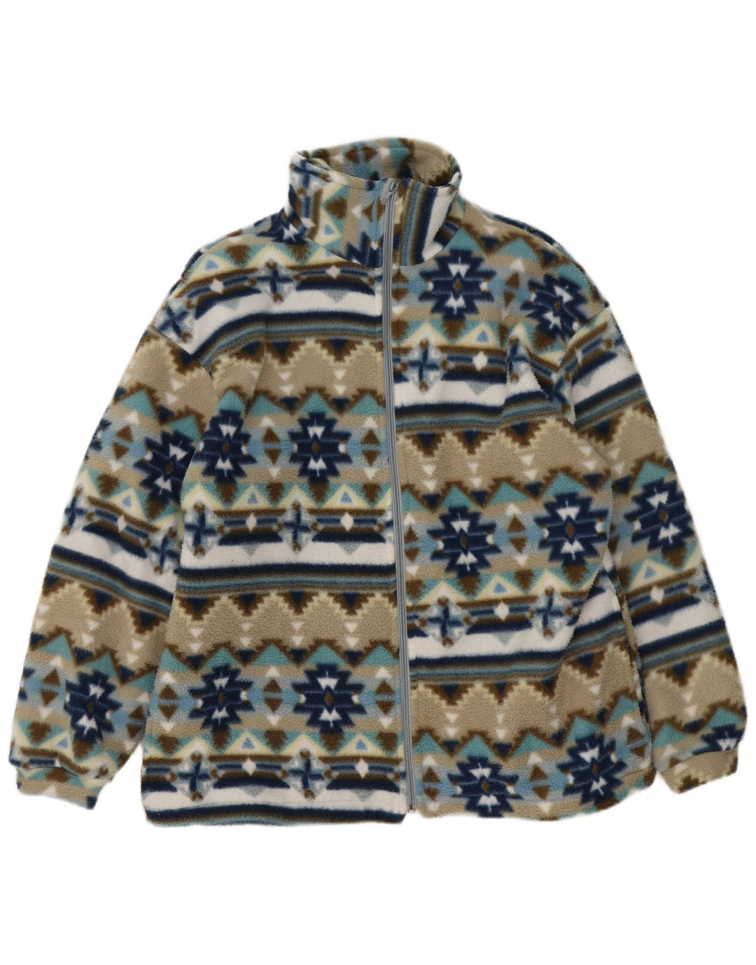 Vintage Mens Fleece Jacket UK 40 Large Multicoloured Geometric