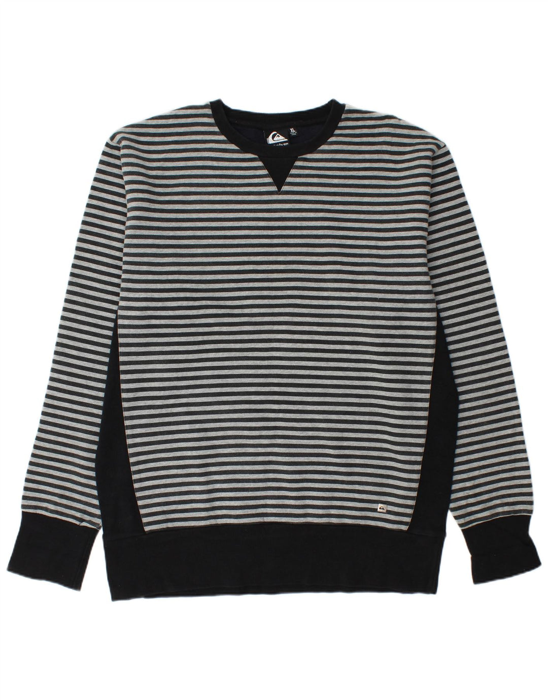 QUIKSILVER Mens Sweatshirt Jumper XL Black Striped Cotton