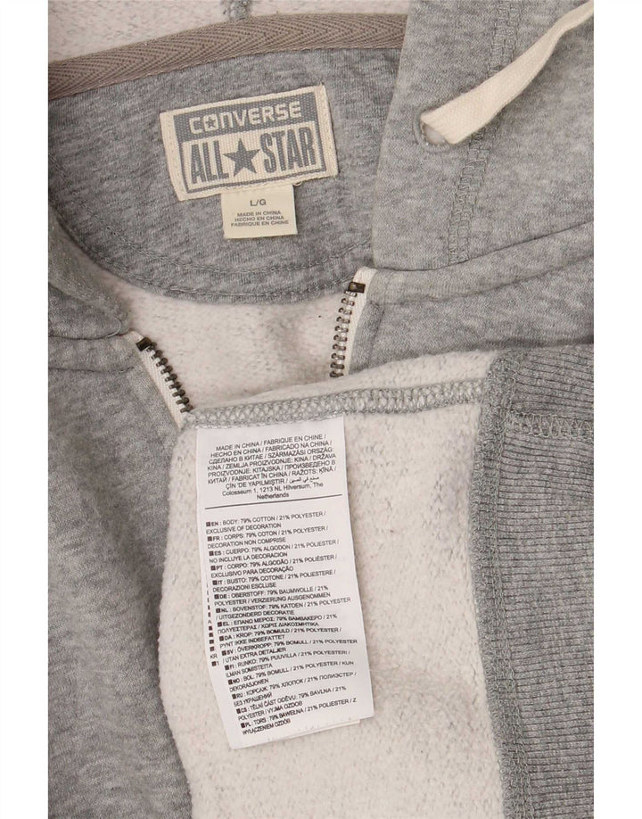 Converse Womens Zip Hoodie Sweater UK 16 Large Grey Cotton