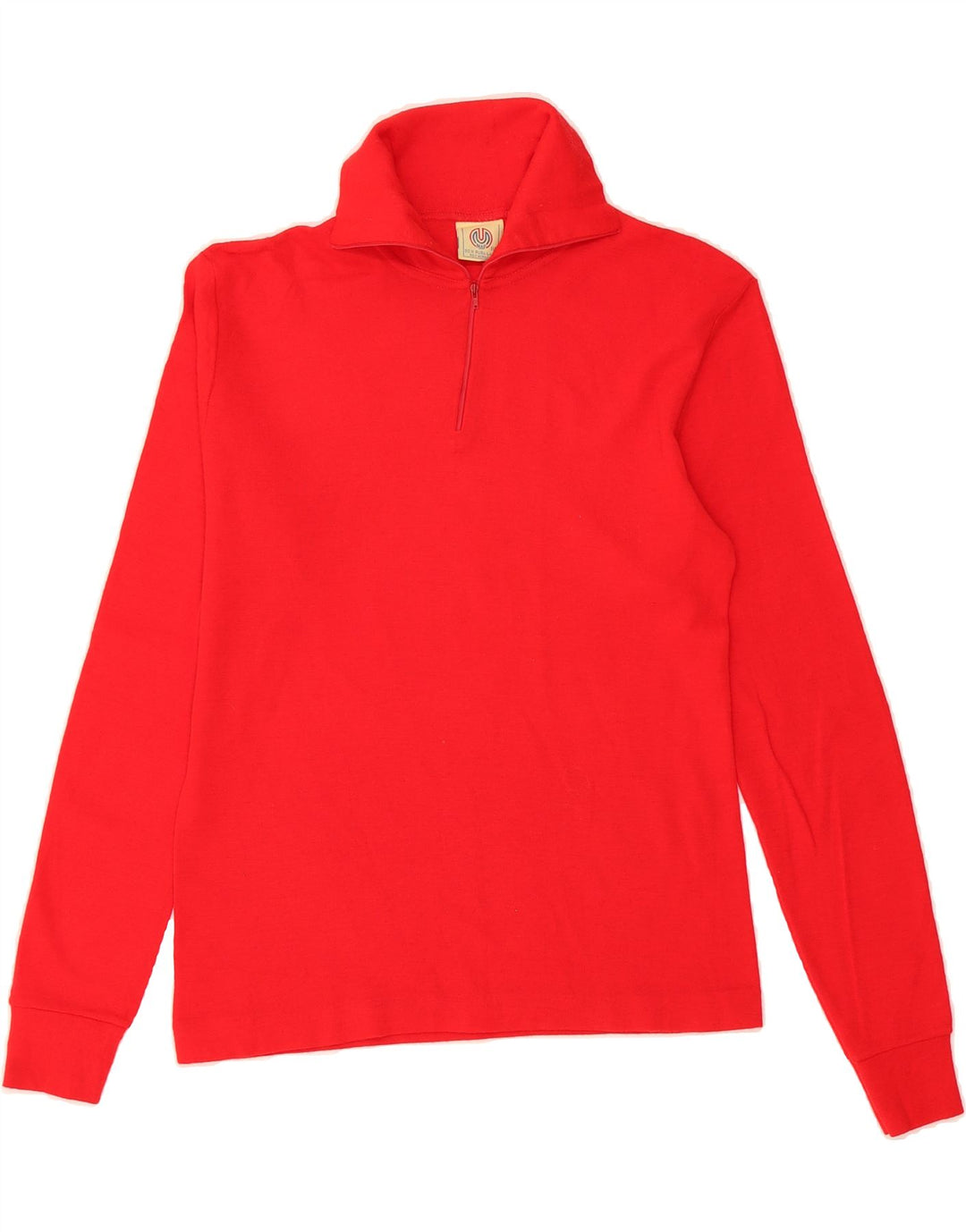 MAP Womens Zip Neck Jumper Sweater UK 12 Medium Red Wool Vintage Map and Second-Hand Map from Messina Hembry 